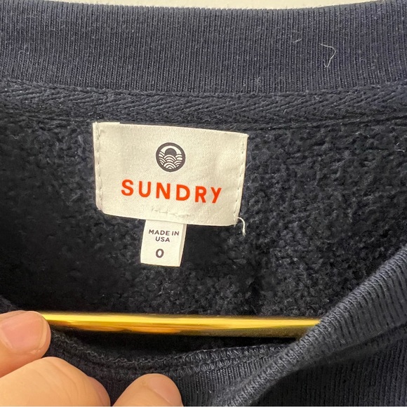 Sundry Navy Striped Sweatshirt Zipper Detail - Picture 4 of 4